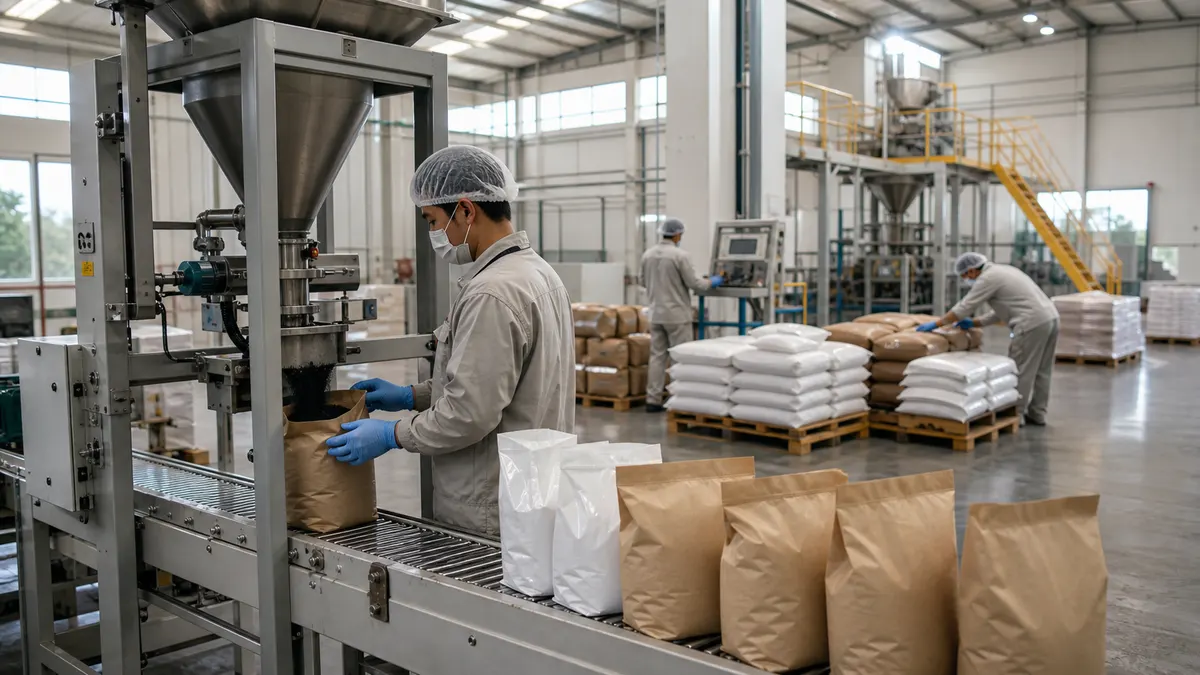 Fertilizer production and packing line