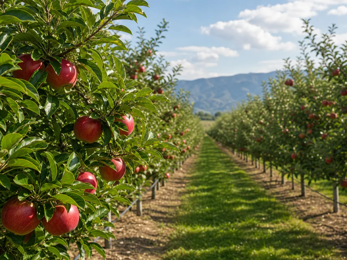 Fruit tree orchard rows