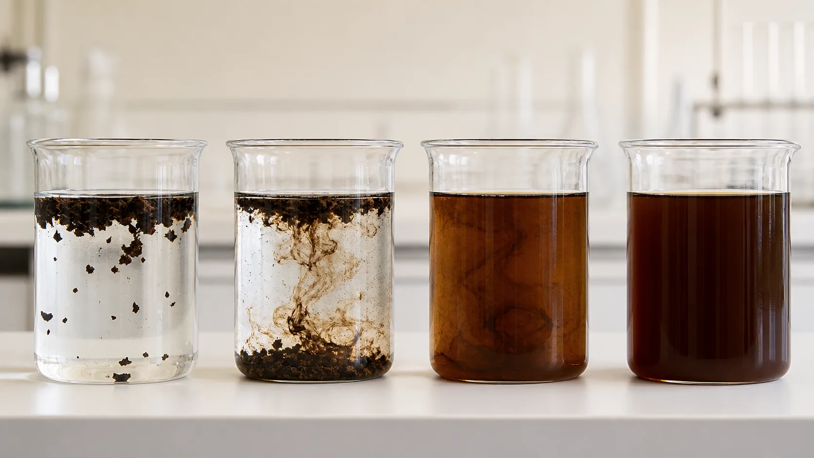 Four-stage mineral potassium fulvate dissolution demonstration